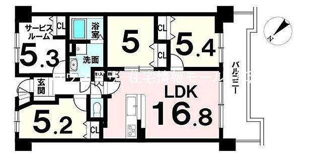 フォルクローレ草津東(3SLDK) 3階の間取り図