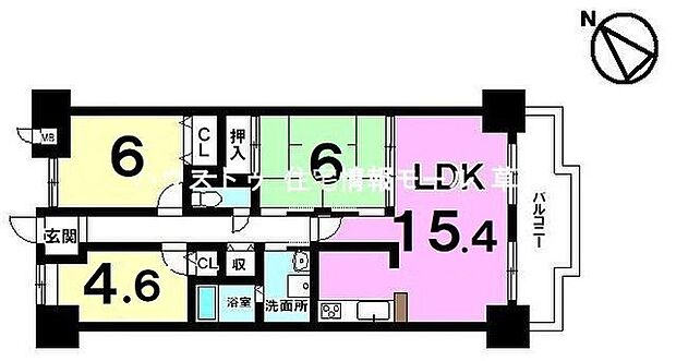グローバル草津弐番館(3LDK) 5階の間取り図