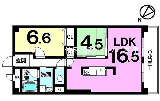 守山アーバンライフ(2LDK) 5階の間取り図