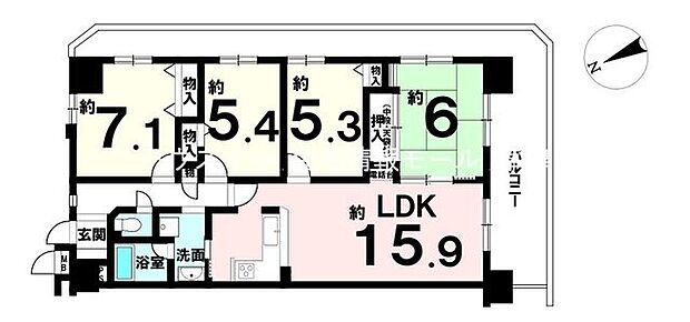 コスモ守山1番館(4LDK) 2階の間取り図