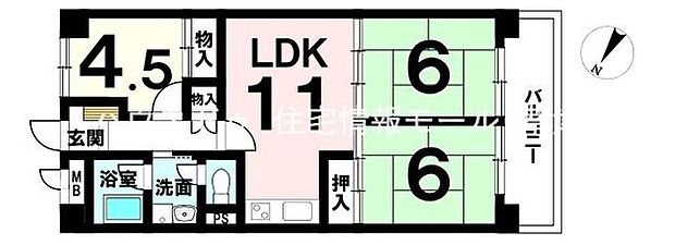 守山アーバンライフ(2LDK) 6階の間取り図