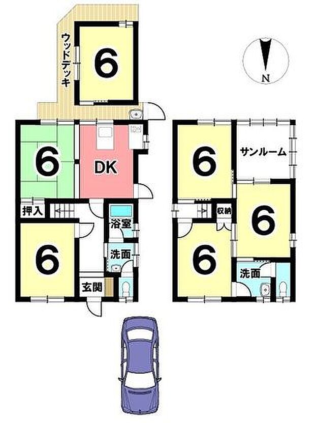 全室6帖以上、6ＤＫの大型住宅。駐車スペースもございます。