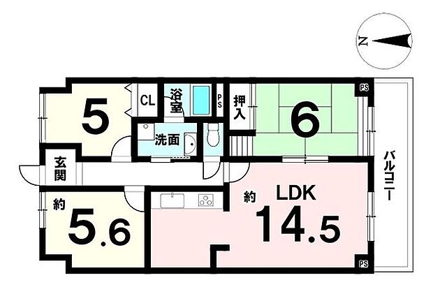 ハイ・シャトー八木(3LDK) 4階の間取り図