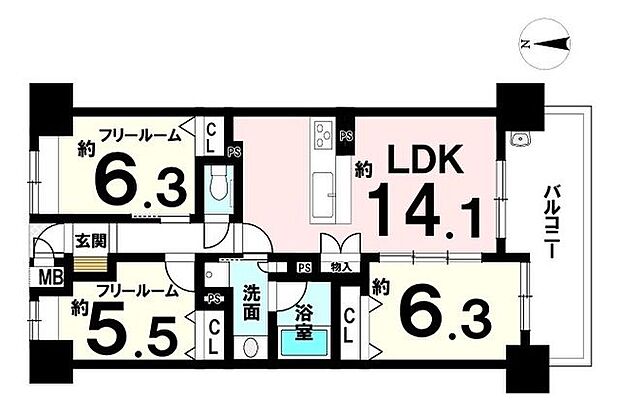 イングス桜井駅前(1SLDK) 5階の間取り図