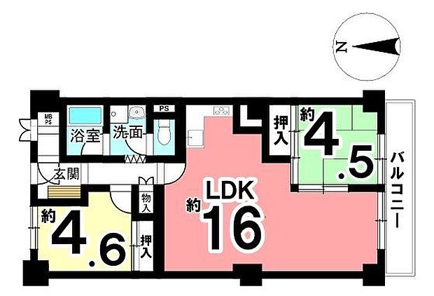 日興橿原スカイマンション(2LDK) 5階の内観