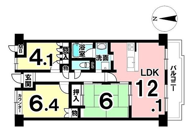 ローレルコート桜井南(3LDK) 9階の間取り図