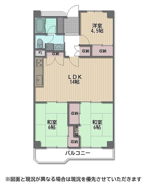 フローラ堺　1号棟(3LDK) 5階の間取り図