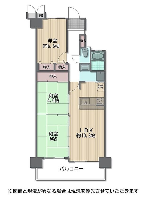 メゾンドール浜寺北(3LDK) 3階の間取り図