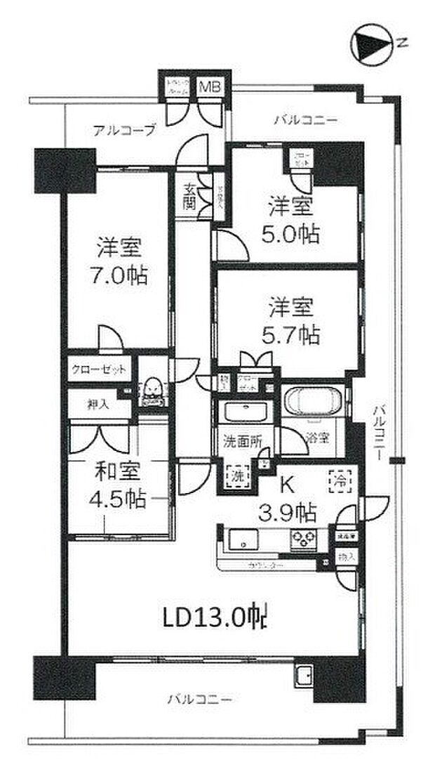 上野芝レジデンス(4LDK) 4階の間取り図