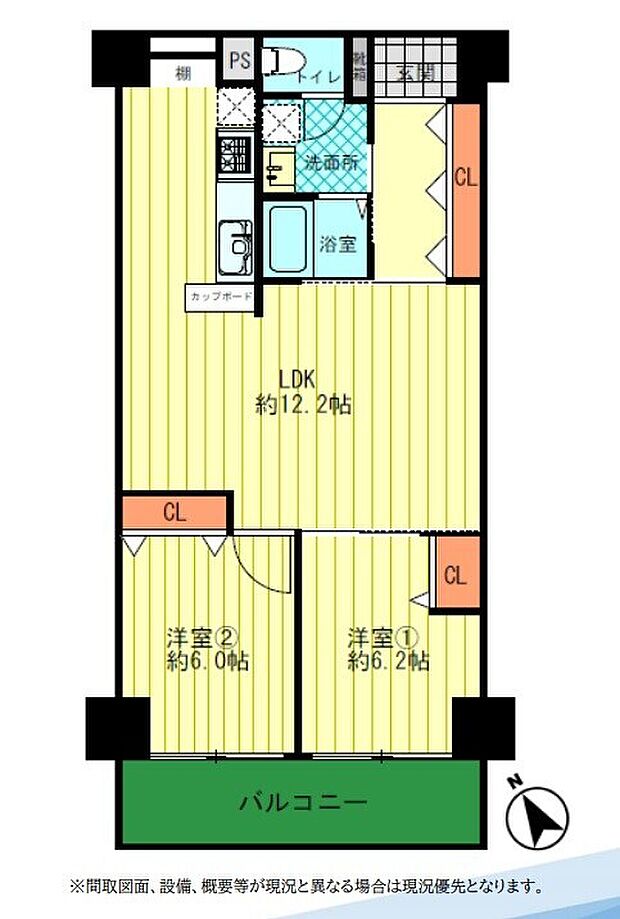 シャルム堺(2LDK) 9階の間取り図