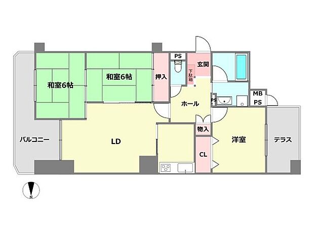 サンロイヤル武庫川サンク(3LDK) 1階の間取り図