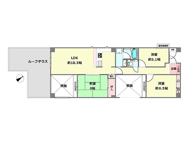 ジオ六甲山手(3LDK) 5階の間取り図