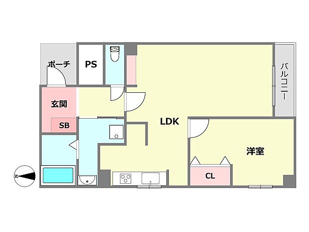 芦屋コンチェルト(1LDK) 1階の間取り図