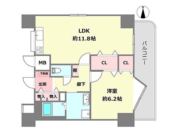 コスモ芦屋竹園(1LDK) 4階の間取り図