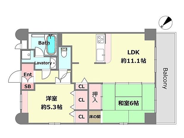 ルネ六甲八幡町(2LDK) 2階の間取り図