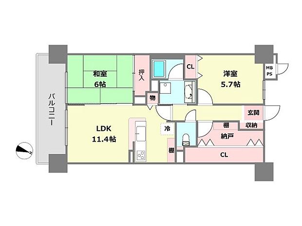 ライオンズガーデン魚崎弐番館(2LDK) 5階の内観