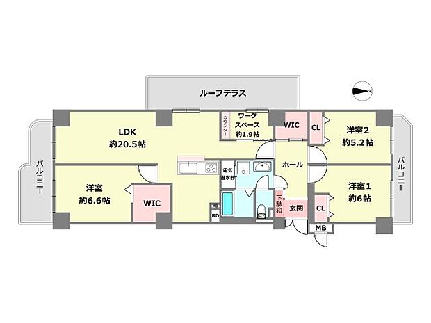 コンドミニアム魚崎(3LDK) 4階の間取り図