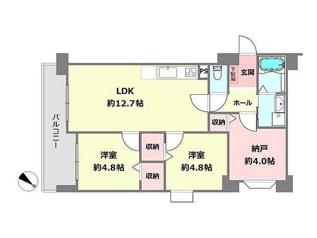 甲南第7東灘ハイム(2SLDK) 3階の間取り図