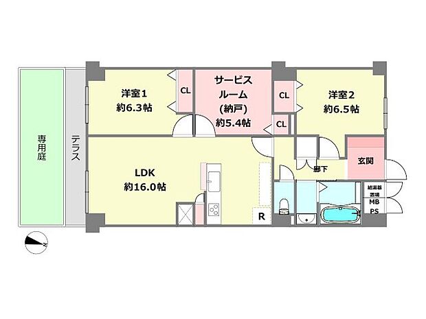 スターハイツ住吉川(2SLDK) 1階の間取り図