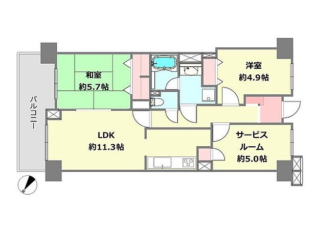 コスモ本山(2SLDK) 8階の間取り図