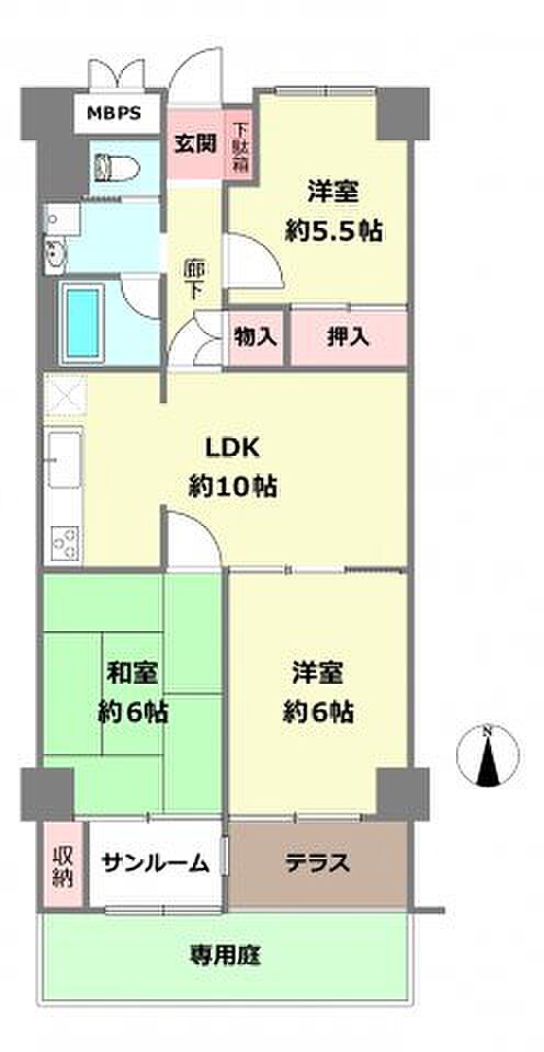 ジークレフ甲南(3LDK) 1階の間取り図