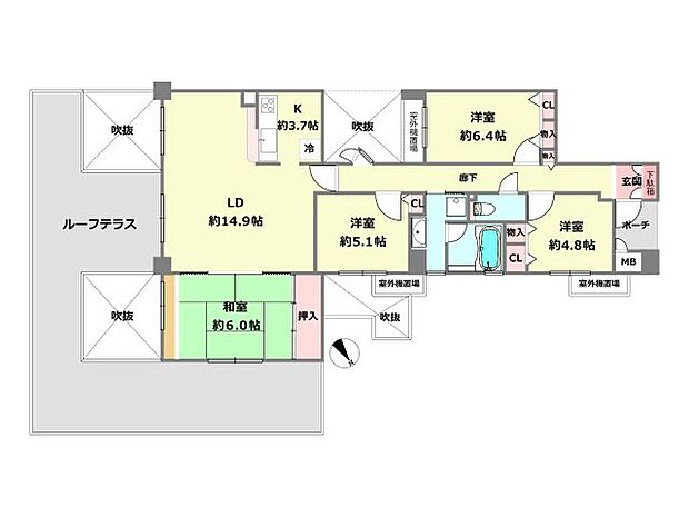 ジオ六甲山手(4LDK) 9階の間取り図