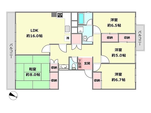 メゾン岡本2号棟(4LDK) 4階の間取り図