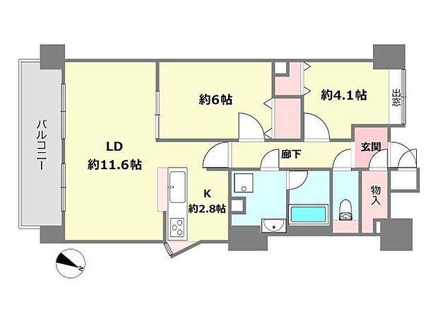 コスモ芦屋川西(1SLDK) 3階の間取り図