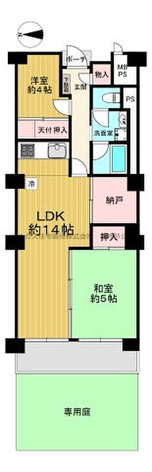 武蔵野スカイハイツ(2SLDK) 1階/111の間取り図