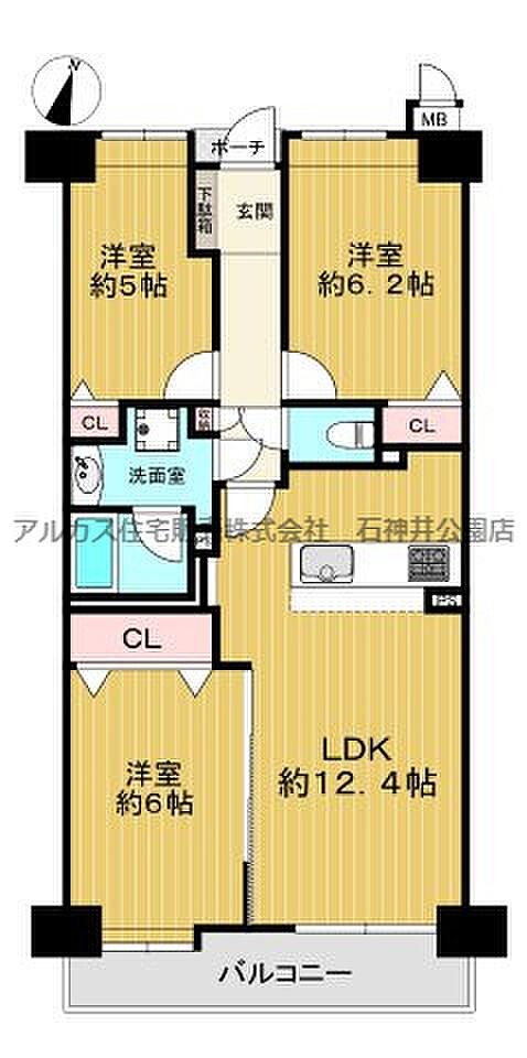 ローヤルシティ清瀬(3LDK) 4階/408の間取り図