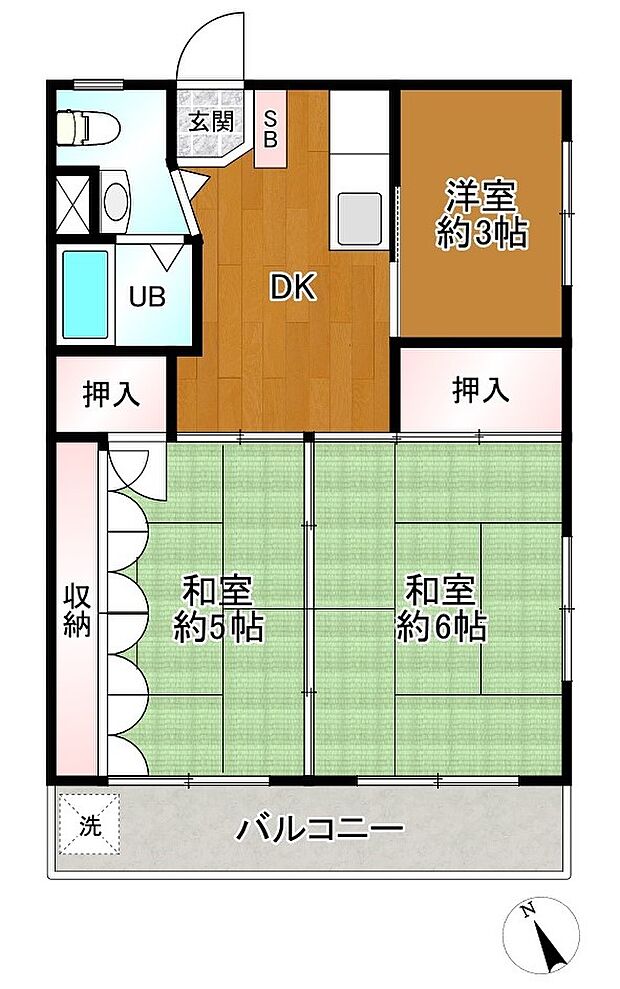 三田玉堤コーポB棟(3K) 3階の内観