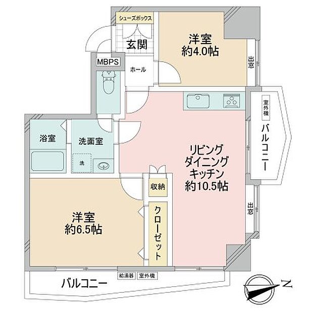 キャニオンマンション石神井台(2LDK) 2階の間取り図