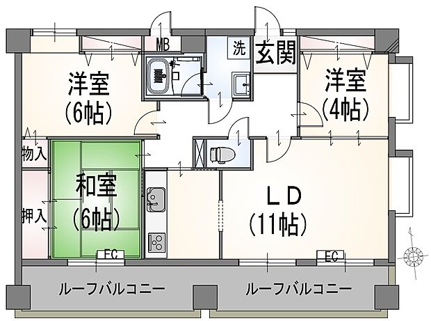 ライオンズマンションお花茶屋駅前通り(3LDK) 7階/701の間取り図