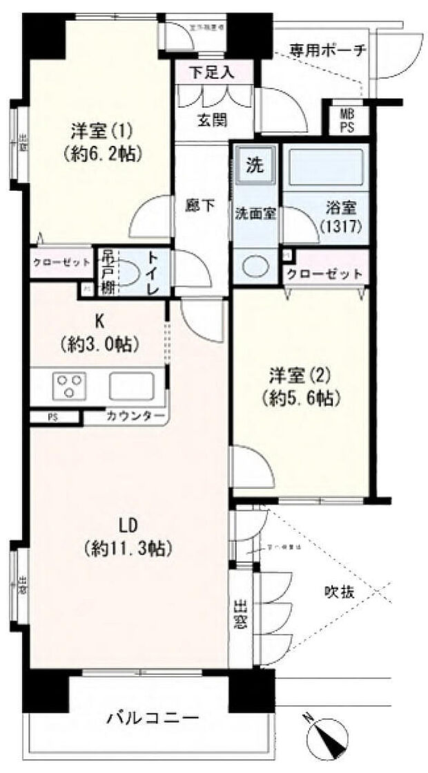 ビッグヴァン新横浜(2LDK) 11階/1104の内観