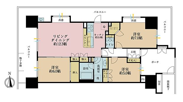 東京ソシオグランデ(3LDK) 9階の間取り図