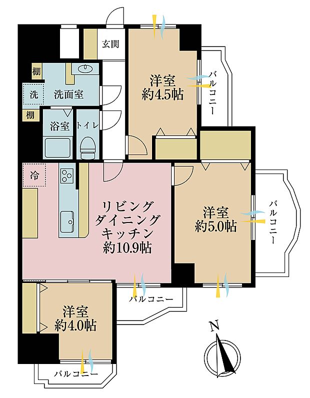 日神パレステージ板橋本町第5(3LDK) 3階の間取り図