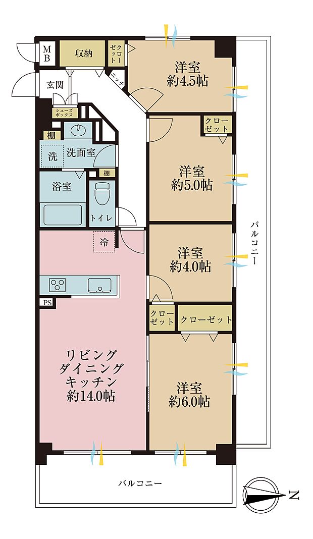 プレストジュール竹の塚(4LDK) 3階の間取り図