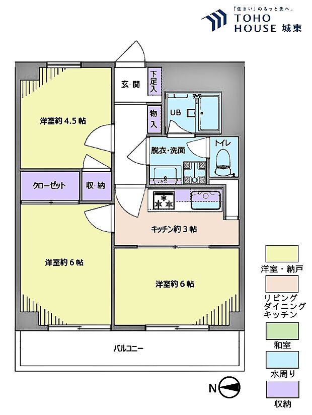 藤和梅島コープ(3K) 12階の間取り図