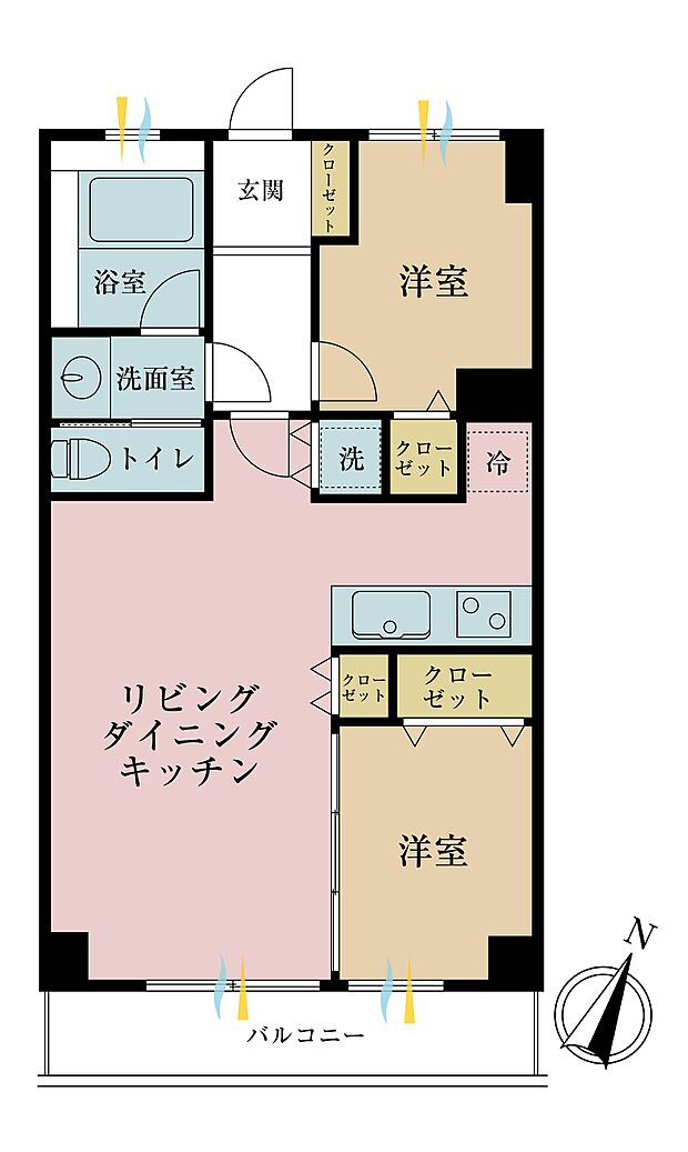 ハイネス大塚(2LDK) 5階の間取り図