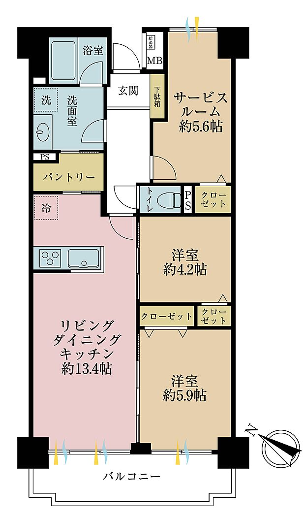 東大島ファミールハイツ1号館(2SLDK) 2階の間取り図