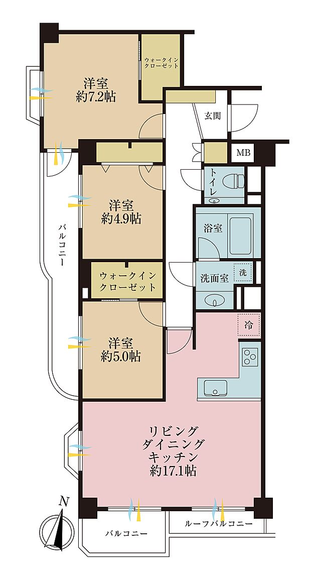ライオンズマンション石神井台(3LDK) 5階の間取り図