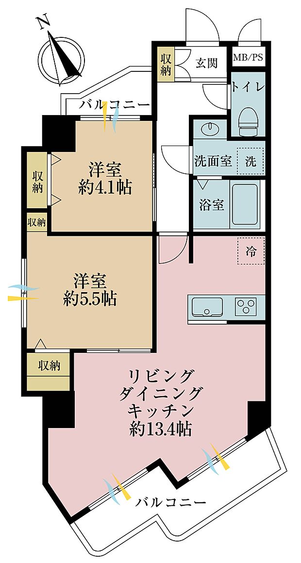 日神パレステージ板橋本町第5(2LDK) 8階の間取り図