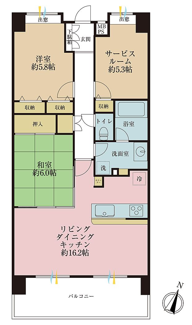 日神パレステージ草加新田(2SLDK) 2階の間取り図