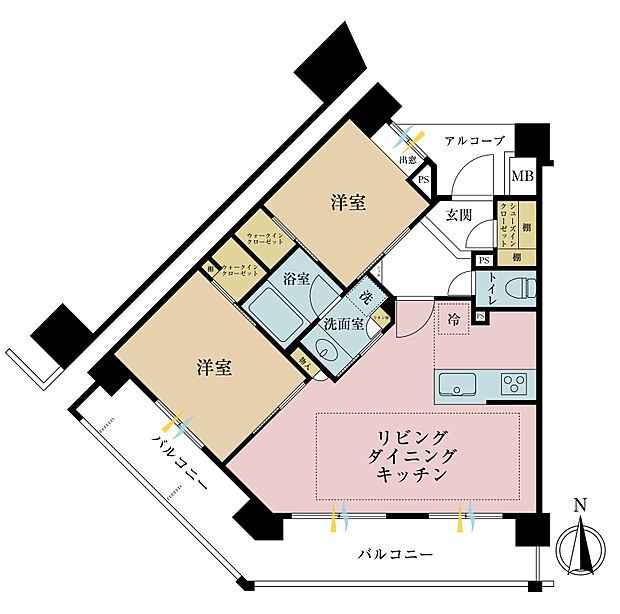 グローベルタワー梅島(2LDK) 3階の間取り図