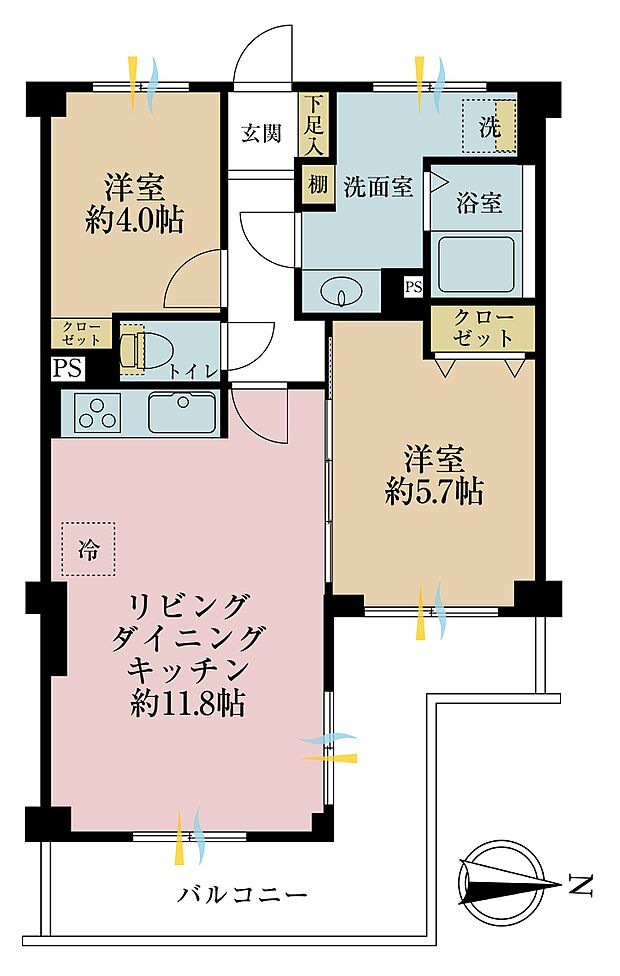 セザール第二竹ノ塚(2SLDK) 3階の間取り図