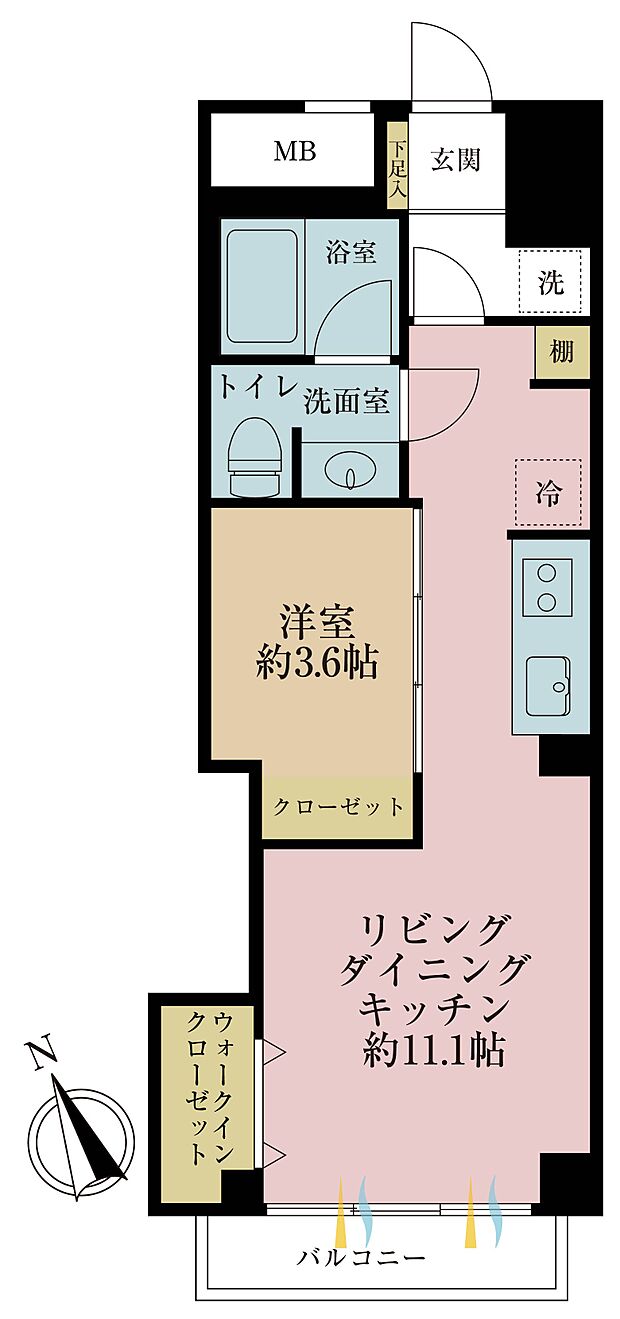 上野スカイハイツ(1LDK) 4階の間取り図