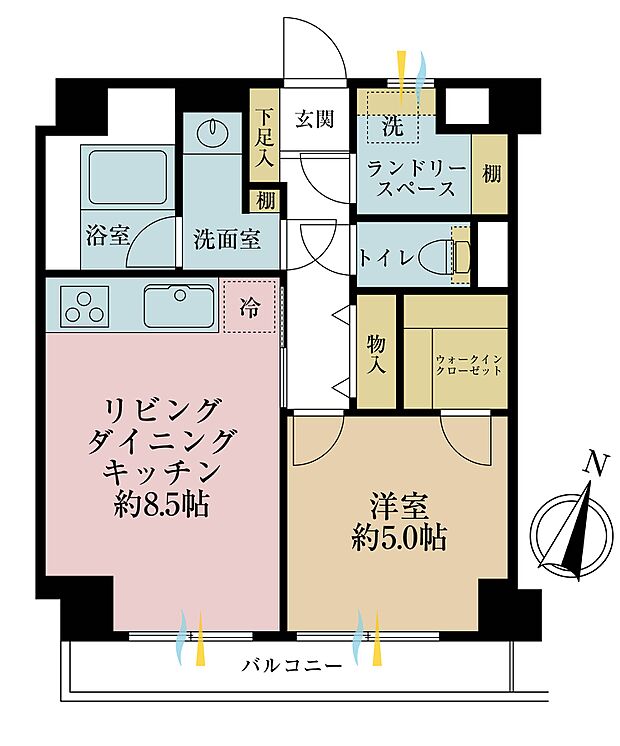 トーア錦糸町マンション(1LDK) 6階の間取り図