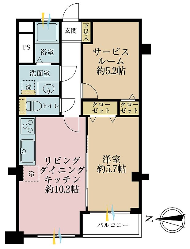 竹の塚コーポラス(1SLDK) 4階の間取り図