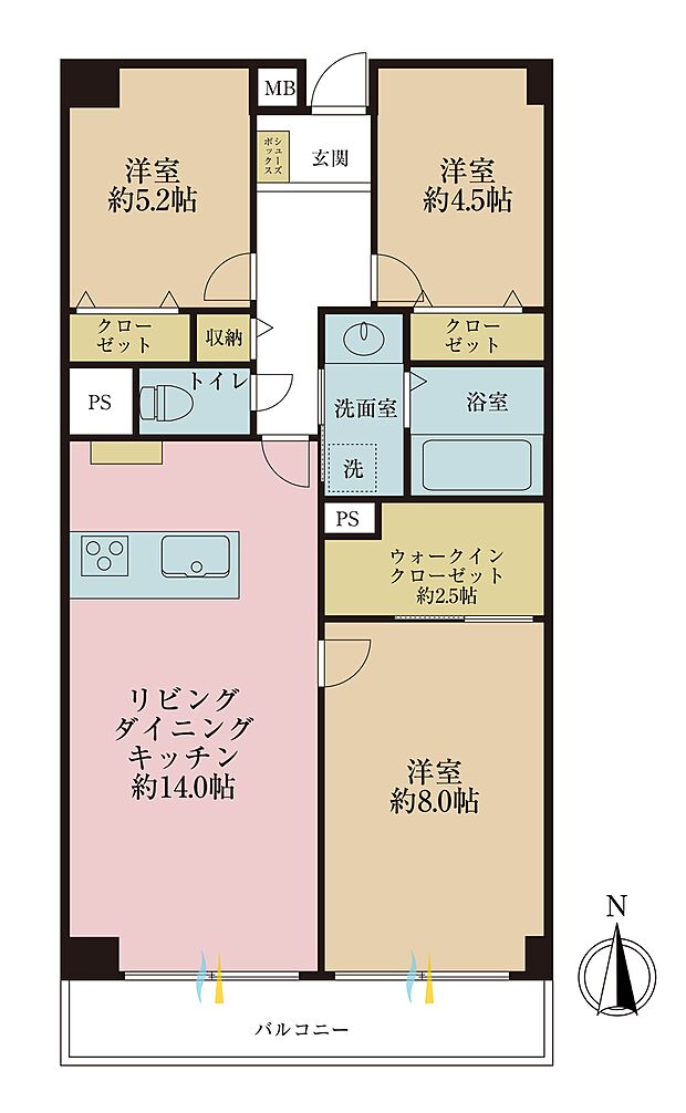 コンドミニアム仙台堀パーク(3LDK) 3階の間取り図