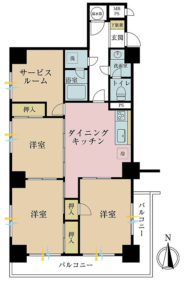 マンション東陽(3SDK) 8階の間取り図